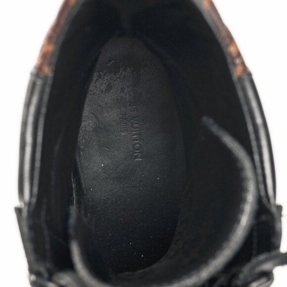 Louis Vuitton Laureate Black Suede & Monogram Canvas Patch-Applique Boots - Picture 11 of 12